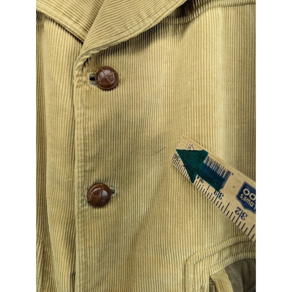 Vintage Cortefiel Mens Tan Corduroy Car Coat Jacket 70s Western Spain Size 44